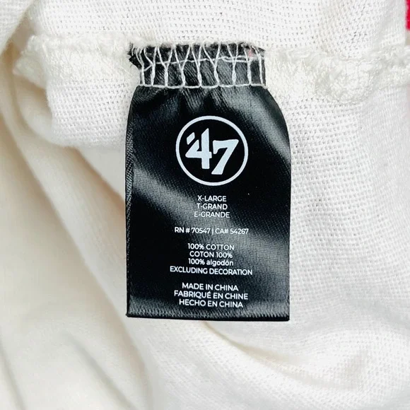 47 Brand Kansas City Chiefs Cropped Long Sleeve Colorblock Shirt Red White XL - Picture 11 of 16